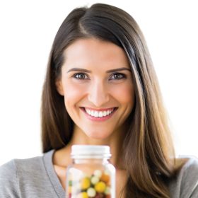 happy-young-woman-is-holding-white-bottle-medicine-her-hands