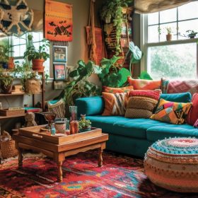 living-room-decor-home-interior-design-bohemian-eclectic-style-with-gallery-wall-decorated-with-rattan-macrame-material-generative-ai-aig26